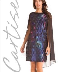 NWOT Cartise Shift Dress w/ Chiffon Cape